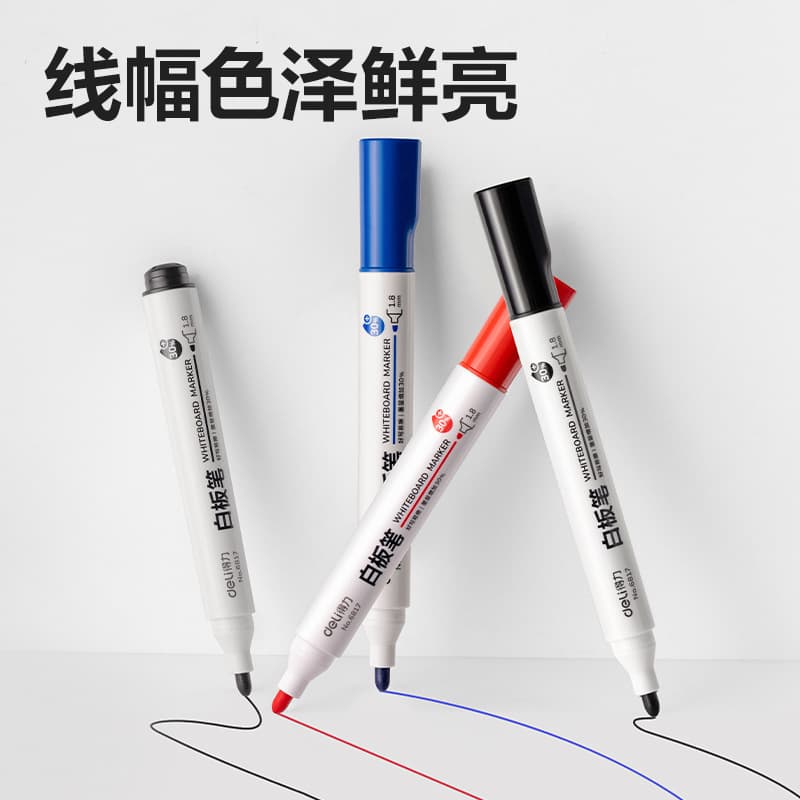 Deli Stationery 6817 whiteboard pen erasable and easy to erase blackboard pen drawing pen red and blue writing board pen wholesale handwriting 3