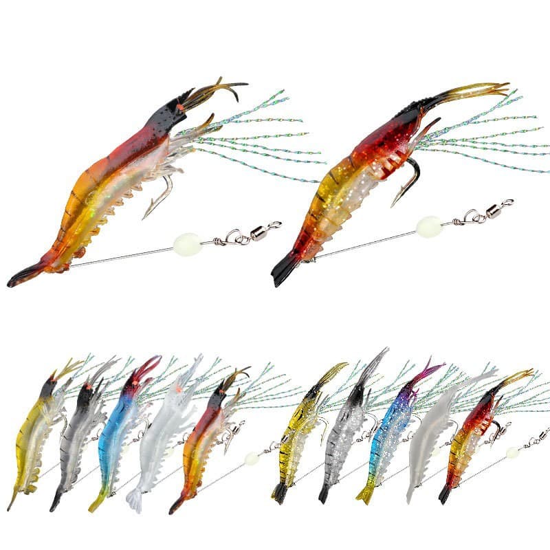 High simulation lure shrimp soft bait with hook fake shrimp fake bait bionic hanging shrimp lure bait 5