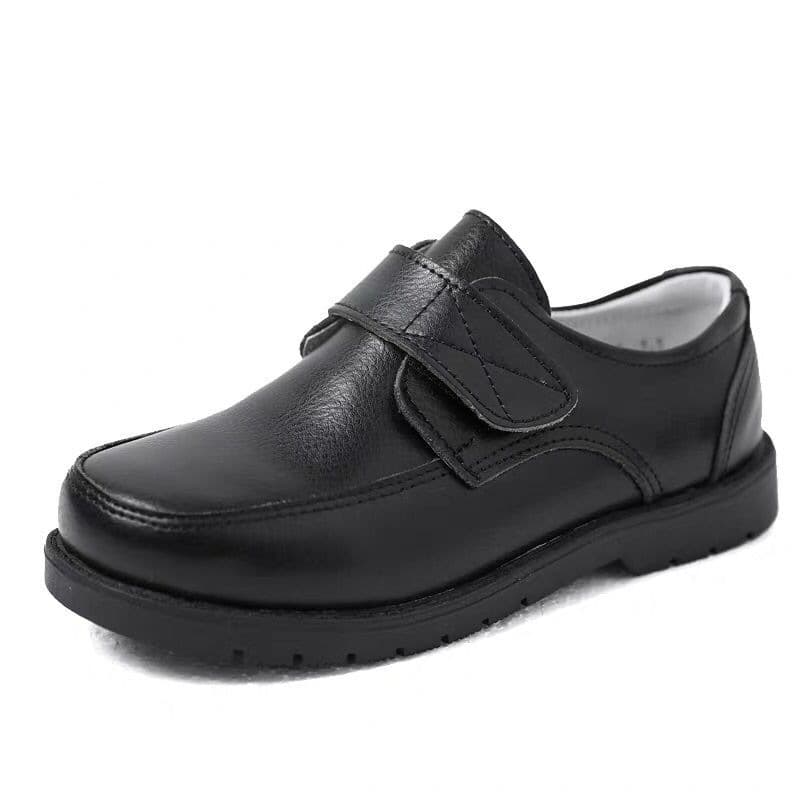 Children's shoes for boys made of black leather for students English style, watch strap, for teenagers, British style, genuine leather 5
