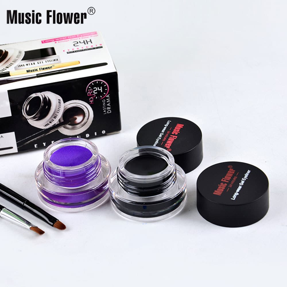 Cross -border makeup Music Flower/Music Flower M1007 Two -color eyeliner square water 2 bottles of black+brown 2