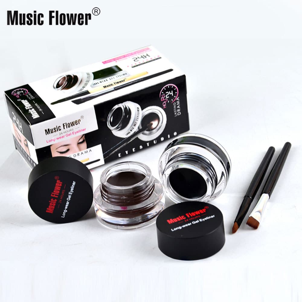 Cross -border makeup Music Flower/Music Flower M1007 Two -color eyeliner square water 2 bottles of black+brown 5