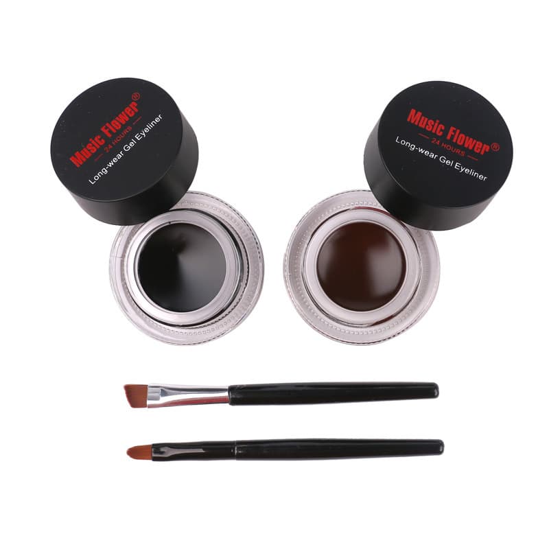 Cross -border makeup Music Flower/Music Flower M1007 Two -color eyeliner square water 2 bottles of black+brown 1