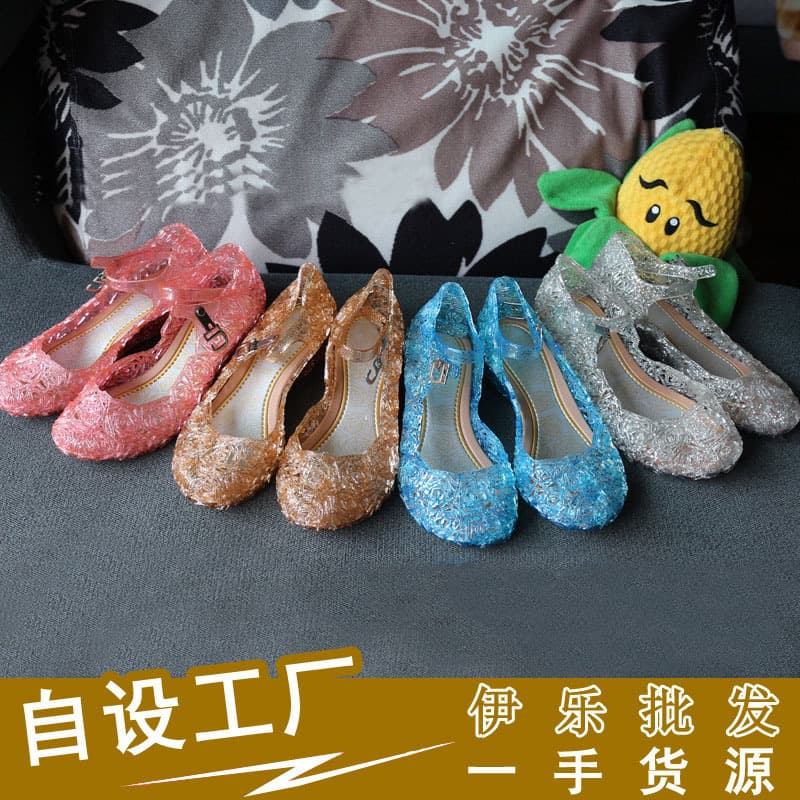 FROZEN Ice and Snow Princess Girl Crystal Shoes Elsa Jelly Kids Baby Shoes