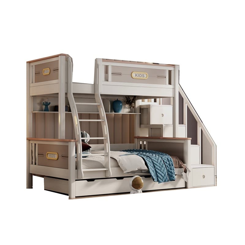 Crib from natural wood, double-layer furniture for bedroom for students, for teenagers 5