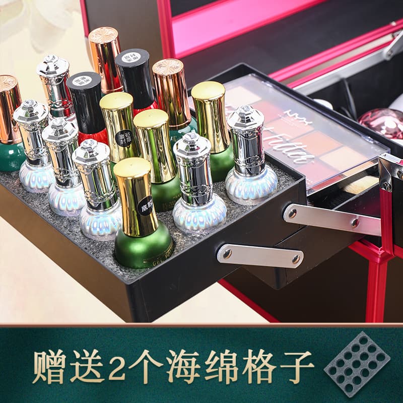 Large -capacity dual -opening makeup box Make -up box Aluminum alloy tattoo beautiful eyelashes beauty armor toolbox manufacturer 3