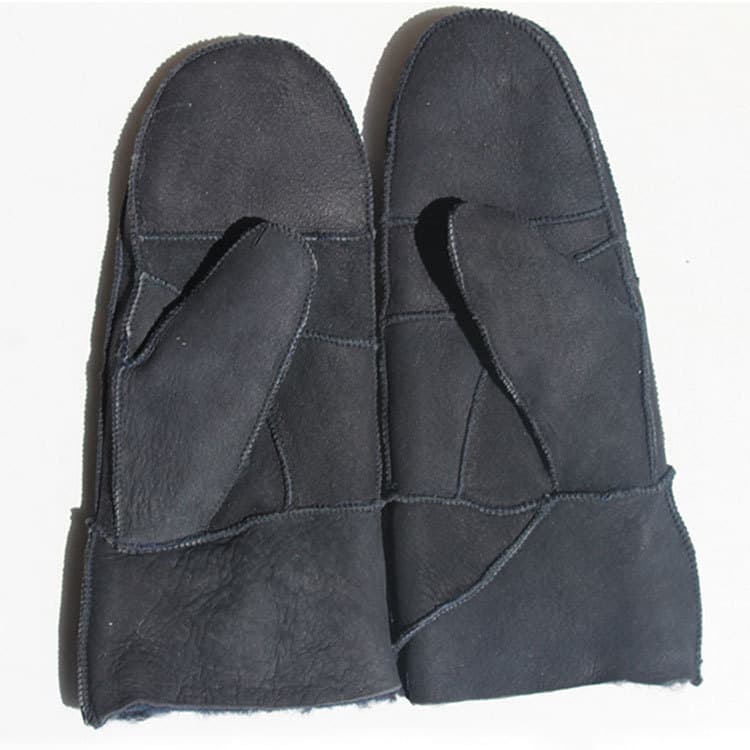 Winter leather gloves with both fingers and fingers, women's leather gloves, leather stuffed gloves, fur integrated gloves 3