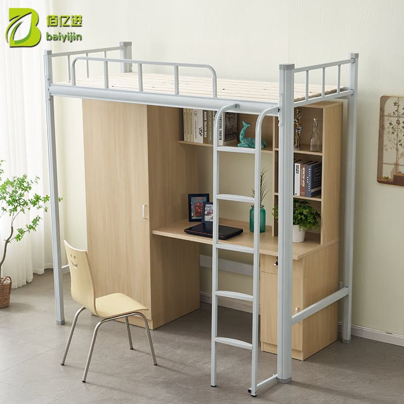 Factory elevated goes to bed Turn on the table student apartment bed staff dormitory high and low staircase conjoined apartment bed bed 1