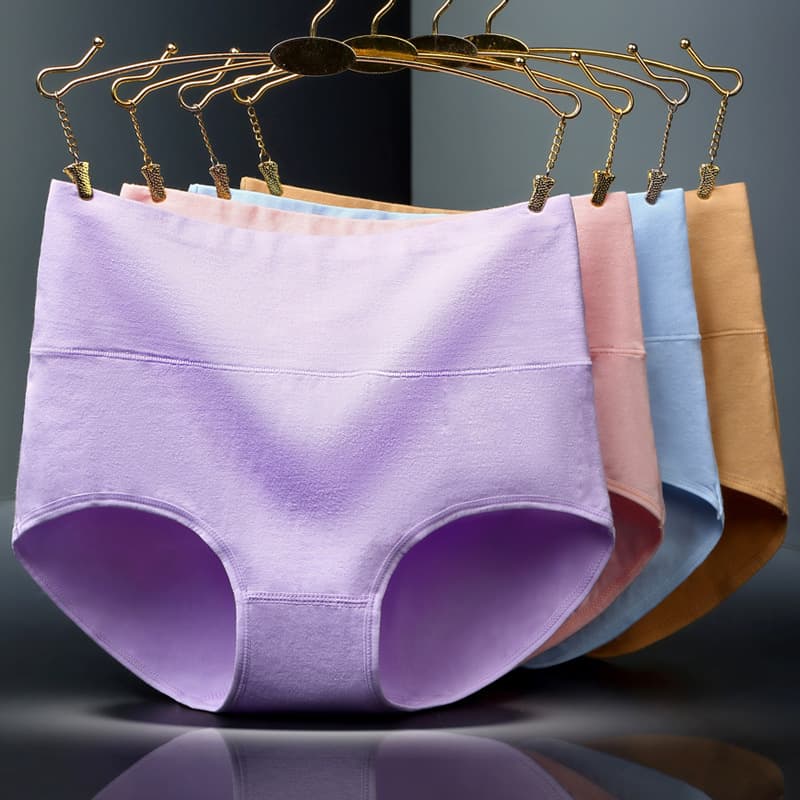 Solid color pants, colored belt bag, underwear, high waist, plus size 4