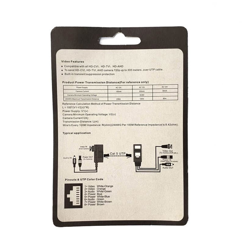 Bi Glgan Transfer Video Power Audio Audio Sanyo BNC Pingxing wire transmission Balun 4