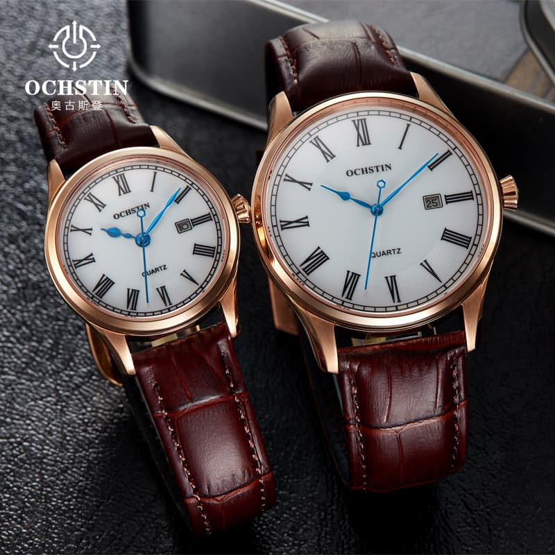 Swiss watch stainless steel, waterproof men's watch, calendar, genuine leather, Japanese and Korean, for beloved 3