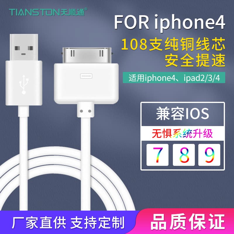 Apple, (Wholesale), compatible mobile phone *S *S, charging cable, iPhone 4, iphone, 1m