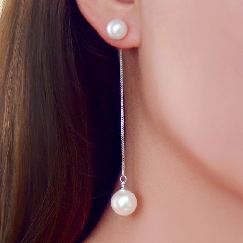 Elegant long earrings with tassels from pearl, Korean style 5