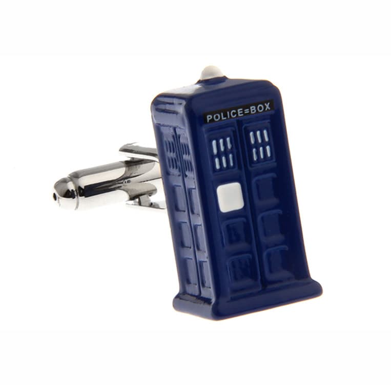 Blue Police Box with Brass Stud Hardware 2