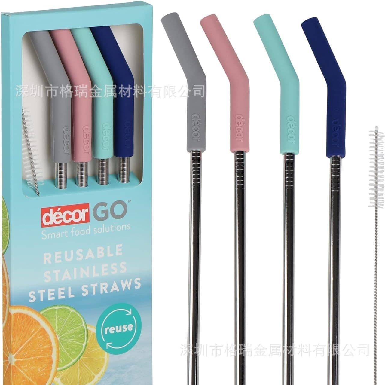 (Cross-border trading), straw stainless steel, set 4