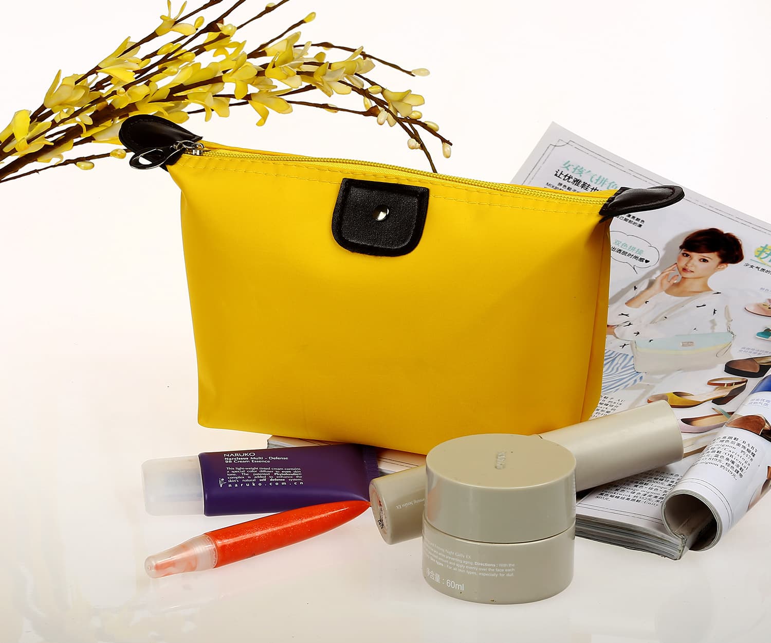 Cosmetic bag for traveling, travel bag, storage system, folding organizer bag, (Physicals), polyester, worn on the shoulder 3