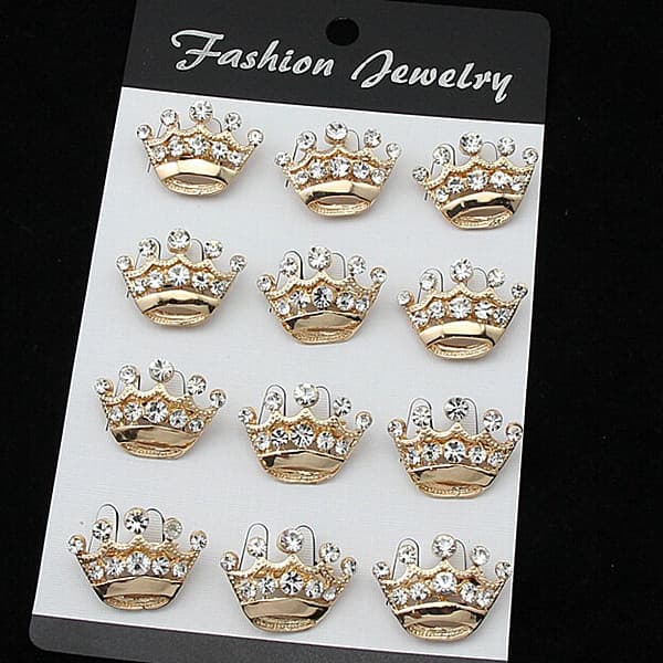 Diamond-encrusted small crown brooch, clothing small collar pin, gold-plated silver-plated clothing accessories mini crown brooch brooch 2