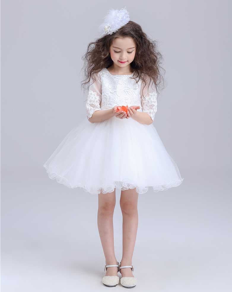 Children's wedding dress, evening dress, long-sleeve, tulle, mid length, princess style, tutu skirt 3