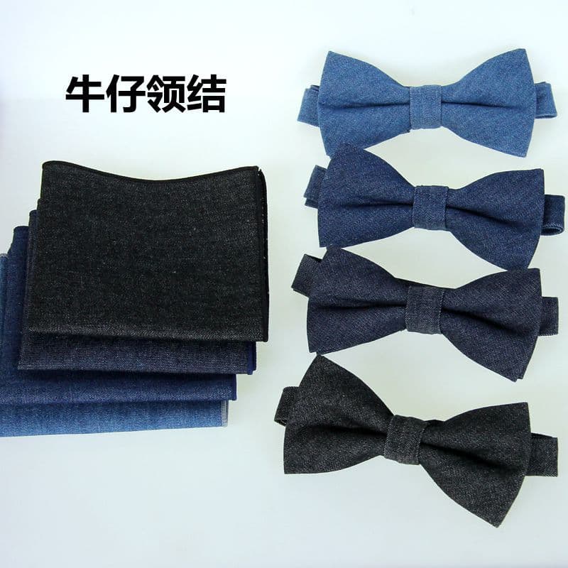 Fashionable casual denim bow tie English style, scarf, set, accessory 4
