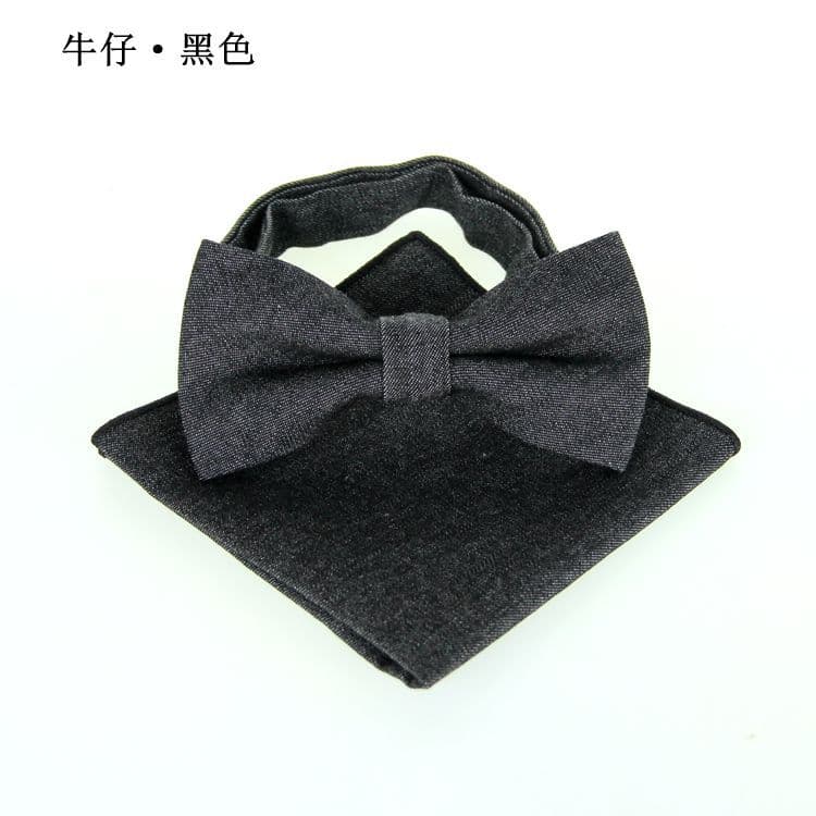 Fashionable casual denim bow tie English style, scarf, set, accessory 5