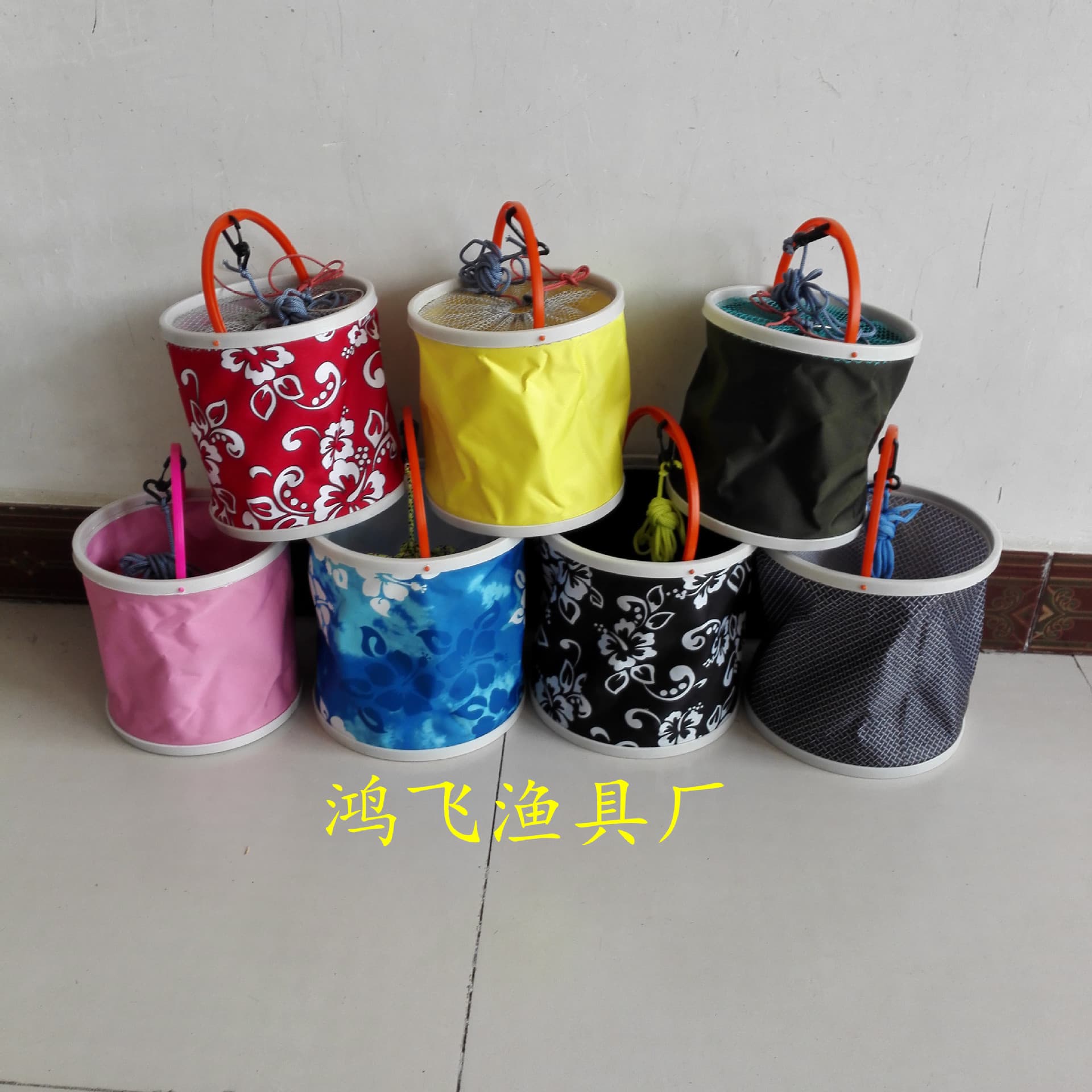 Wholesale folding bucket storage barrel fishing barrel canvas and fish barrel with rope fishing box 1