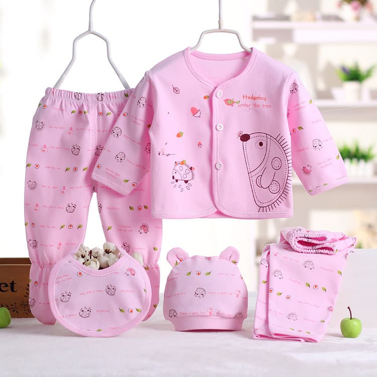 Children's set, underwear for new born, trousers, 5 pieces, children's clothing, combed cotton, 0-3 month