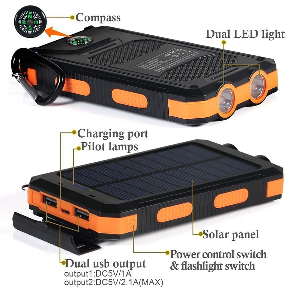 (Cross-border trading), waterproof power supply solar-powered, needle, mobile phone charging, Amazon, 20000mah 3