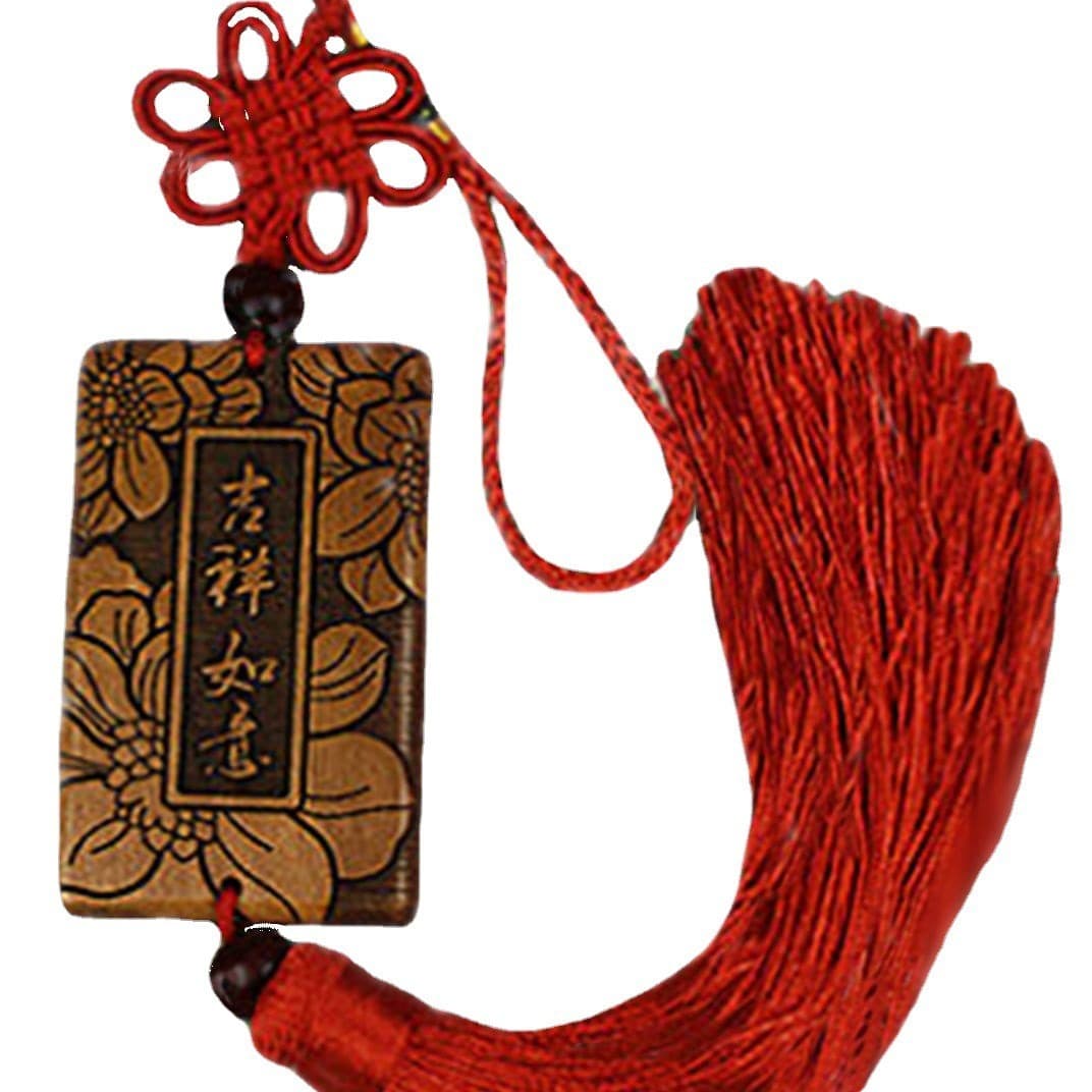 Wholesale peach wood carving Ping An car pendant car rearview mirror interior pendant free customization drawing text logo 5