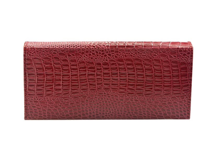 Wallet, long capacious shoulder bag with zipper, crocodile print, genuine leather 3