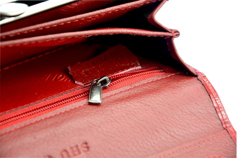 Wallet, long capacious shoulder bag with zipper, crocodile print, genuine leather 4