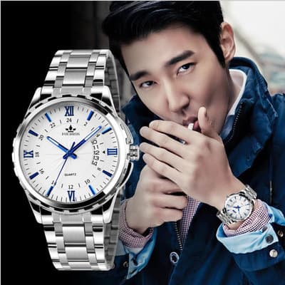 Calendar, men's watch stainless steel, mechanical waterproof quartz watches, Switzerland
