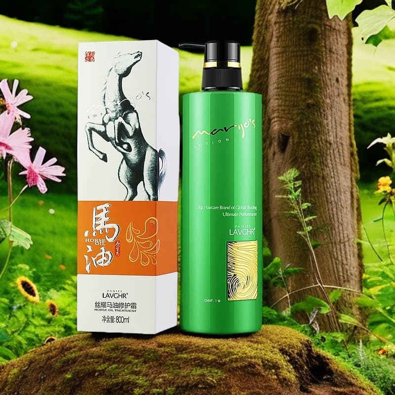 Shampoo, conditioner, hair mask, set, hair lotion, contains horse oil 3