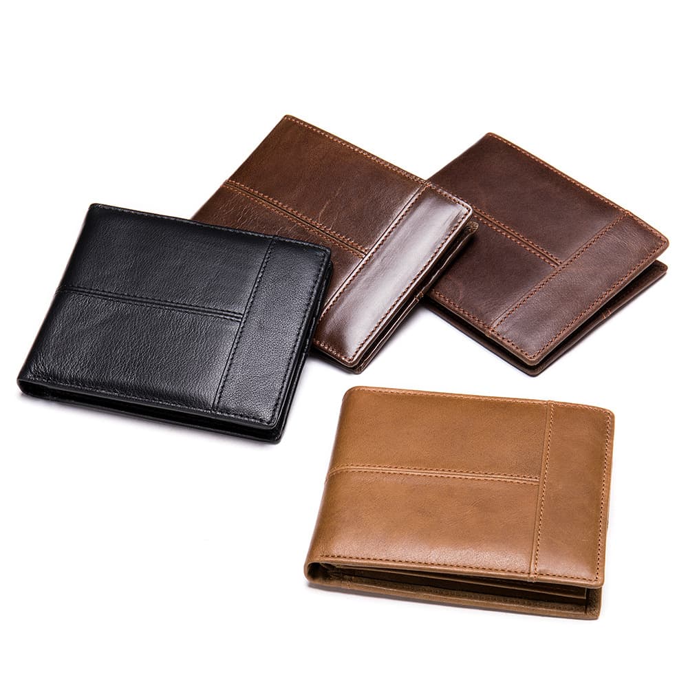 Short leather wallet, anti-theft, genuine leather, cowhide 4