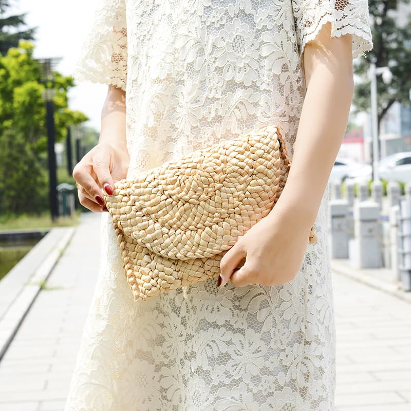 Fashionable trend woven long small clutch bag, straw wallet 3