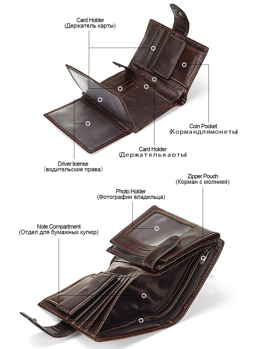 (Cross-border trading), short wallet, leather bag, capacious card holder, genuine leather, cowhide 3