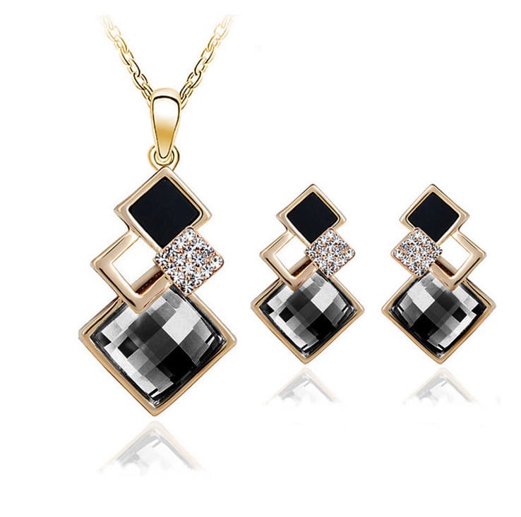 Fashionable jewelry, classic geometric set, square acrylic accessory, European style 3