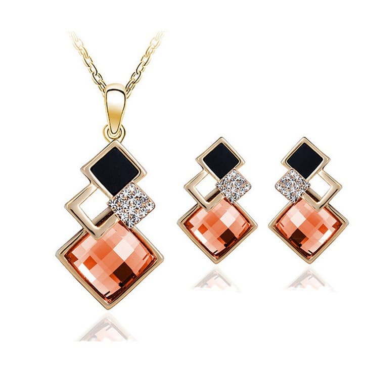 Fashionable jewelry, classic geometric set, square acrylic accessory, European style 4