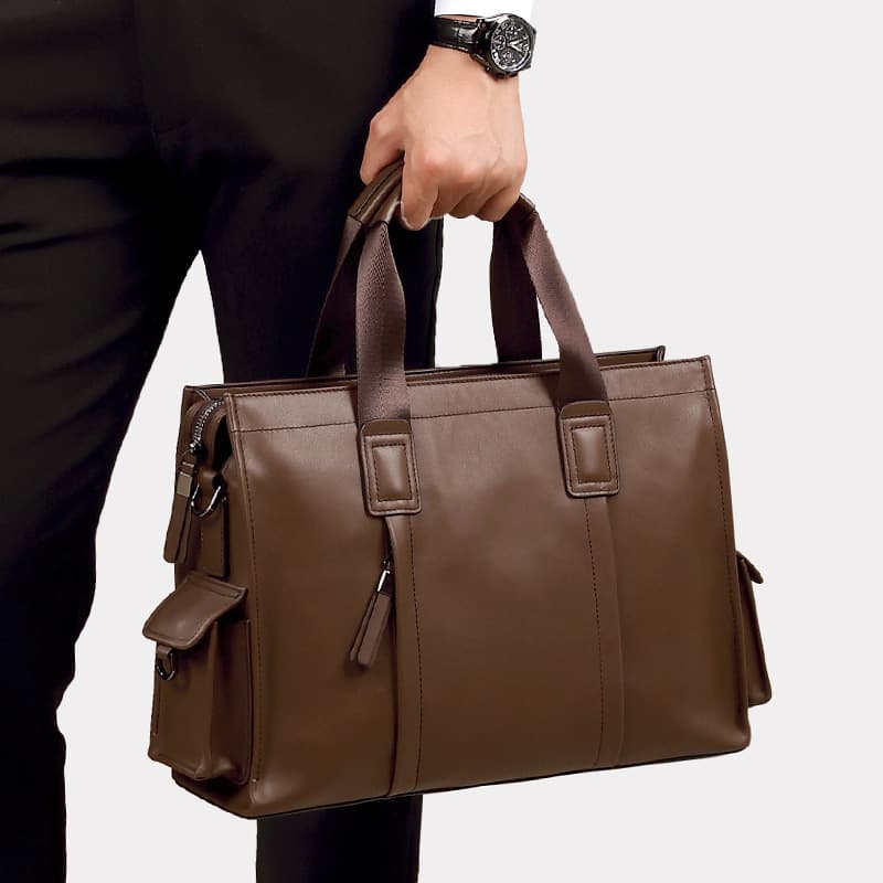 Leather capacious laptop, men's shoulder bag, genuine leather, simple and elegant design, cowhide 2