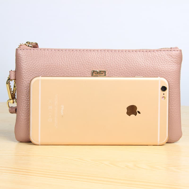 Leather small clutch bag with zipper, long wallet, genuine leather, maxi length 3