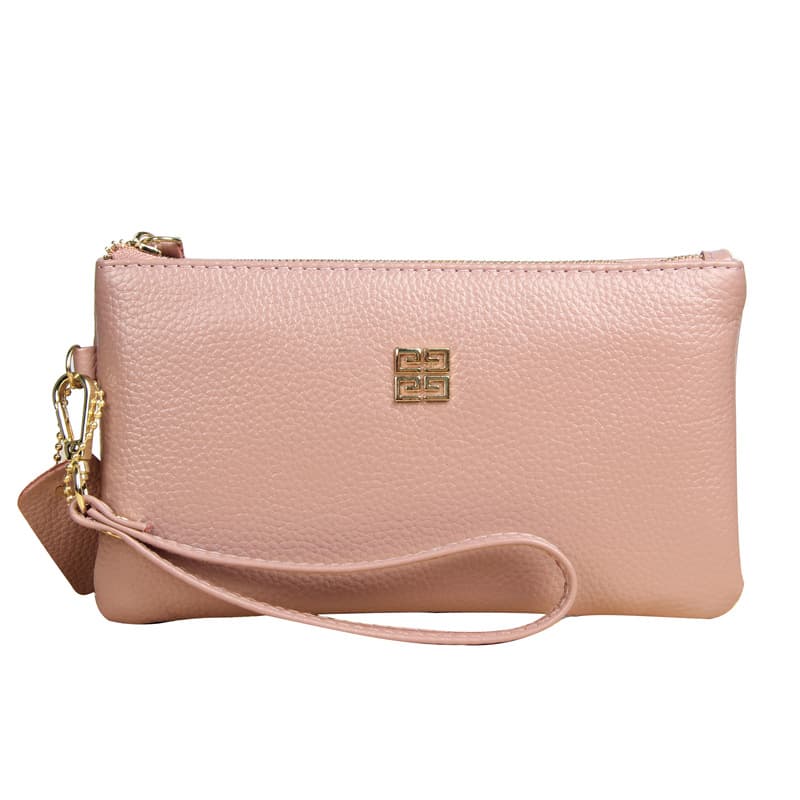 Leather small clutch bag with zipper, long wallet, genuine leather, maxi length 5
