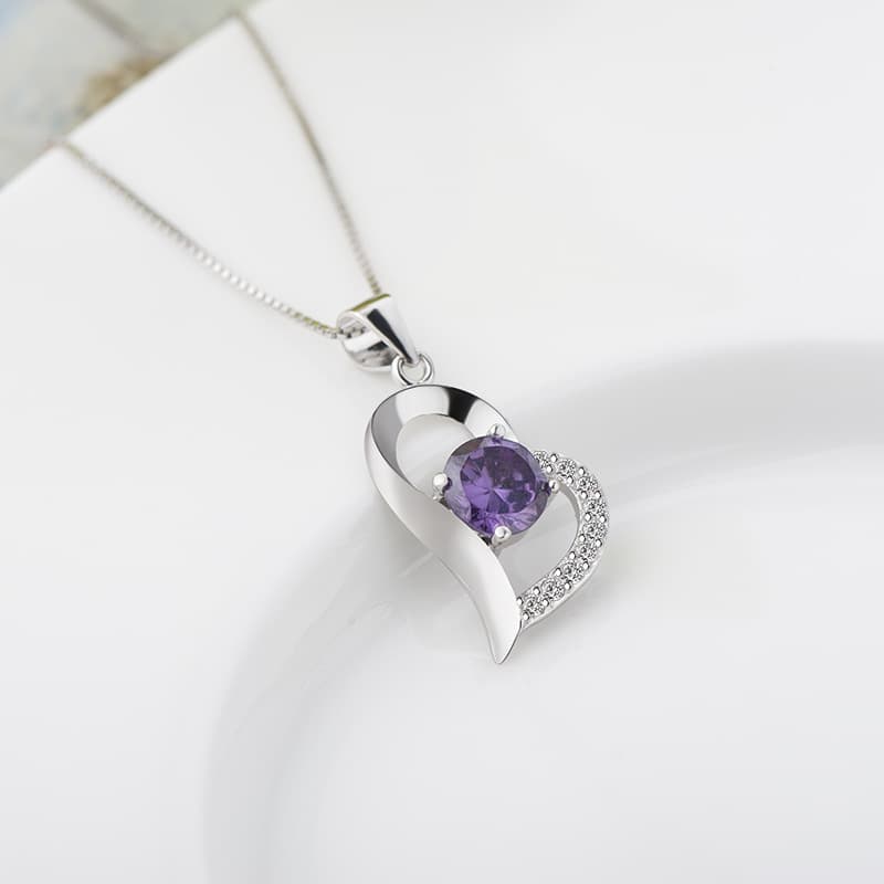 Necklace heart shaped, fashionable stone inlay with zircon, pendant for St. Valentine's Day, silver 925 sample, Korean style, Birthday gift 3