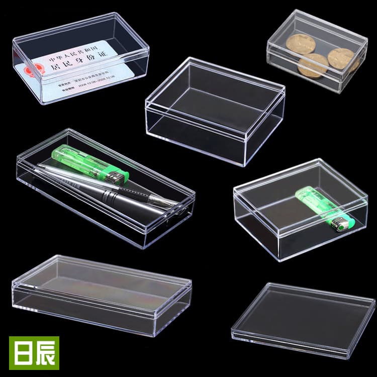 Transparent plastic rectangular stand, storage box, sample, (Physicals) 1