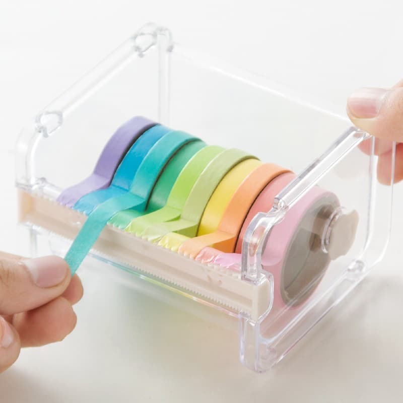 Paper tape, stationery, container, hair band, transparent storage box, storage system 1