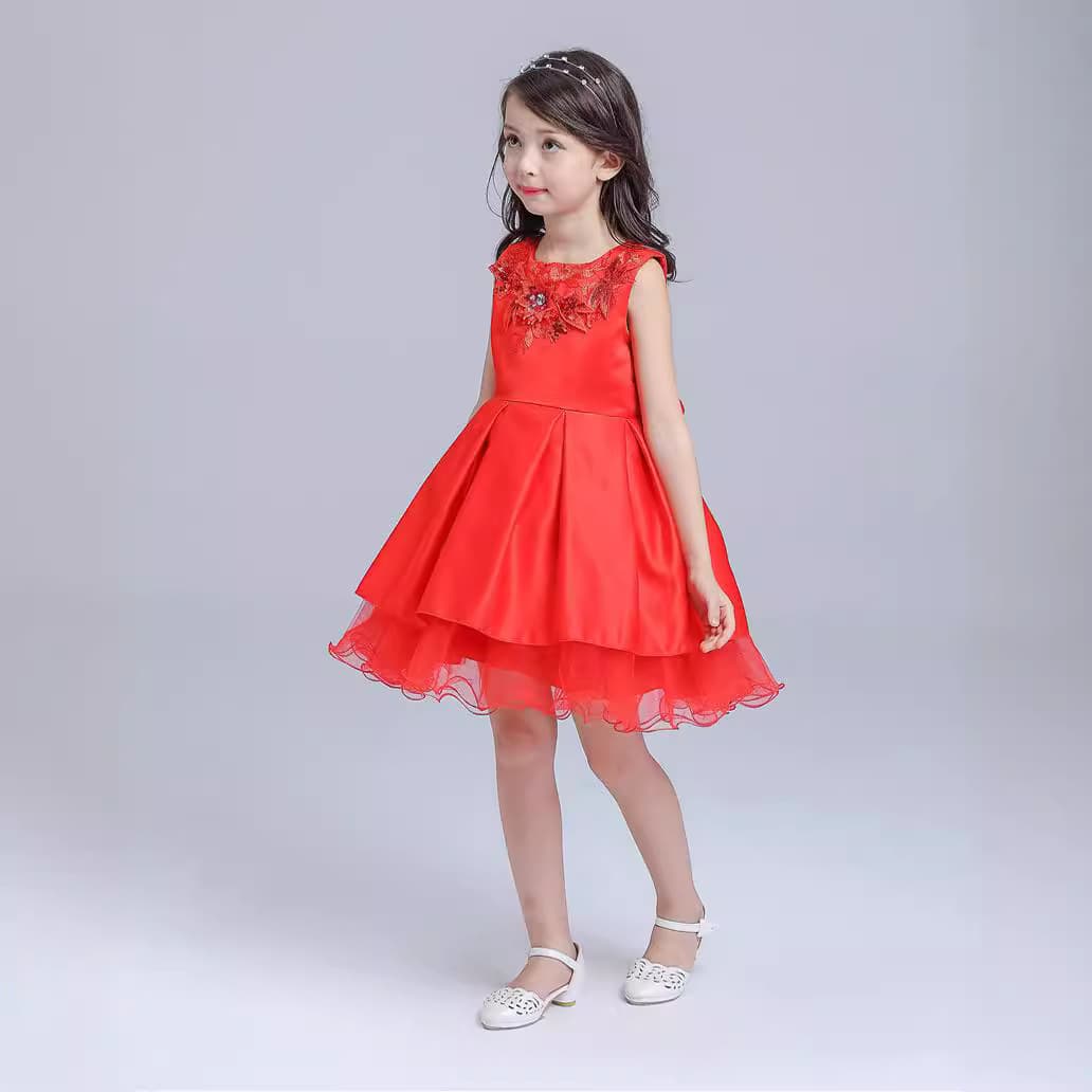Demi-season red long-sleeve, children's suit for early age, evening dress, skirt, wedding dress, small princess costume, tutu skirt 2