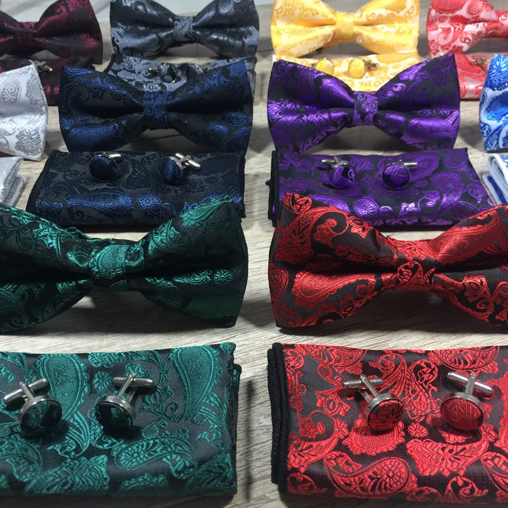 Puzhou manufacturer's spot wholesale and collar men's new formal format Pesley cashew flower wedding groom bow 2