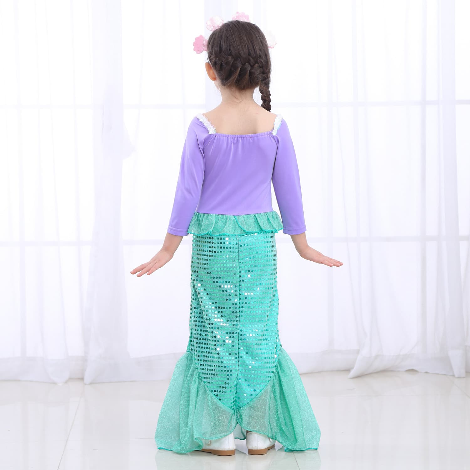 Children's small princess costume, evening dress, skirt, suit, with sequins, Birthday gift 5