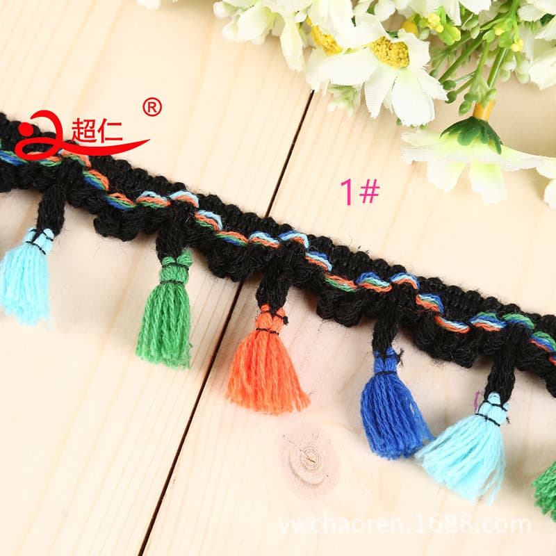 Woolen broom with tassels, cloth, scarf with accessories handmade, DIY, (Physicals) 2