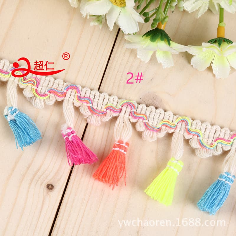 Woolen broom with tassels, cloth, scarf with accessories handmade, DIY, (Physicals) 3