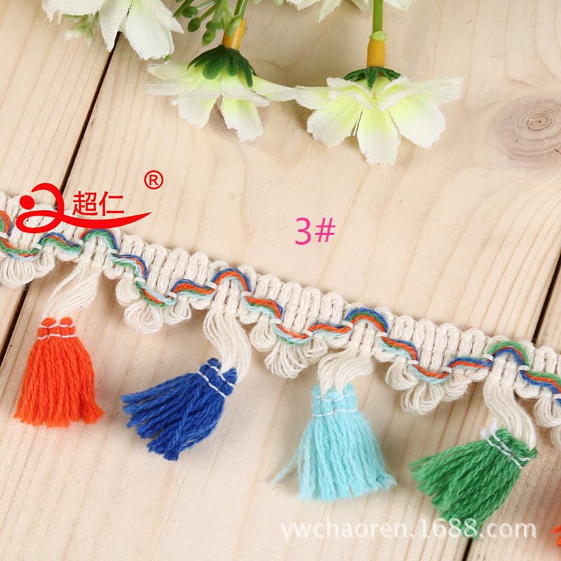 Woolen broom with tassels, cloth, scarf with accessories handmade, DIY, (Physicals) 4