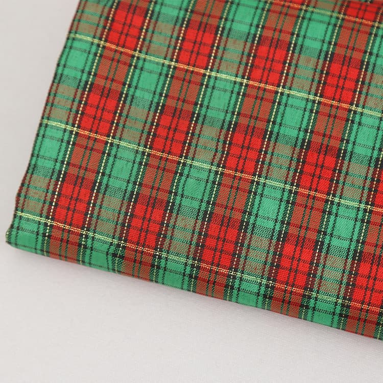 Polyester Gold Silver Plaid Christmas Fabric for Tablecloths, Decorations & Packaging 5