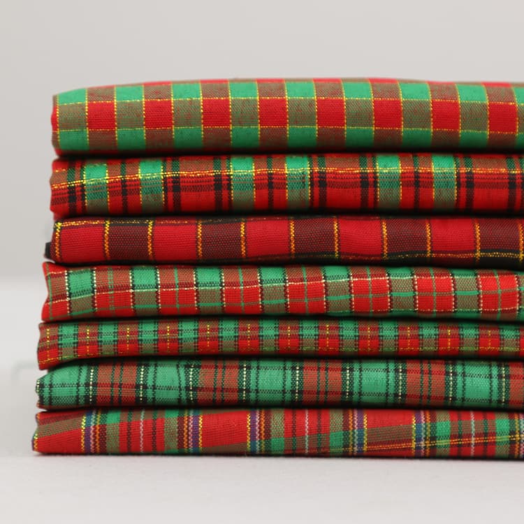 Polyester Gold Silver Plaid Christmas Fabric for Tablecloths, Decorations & Packaging 1
